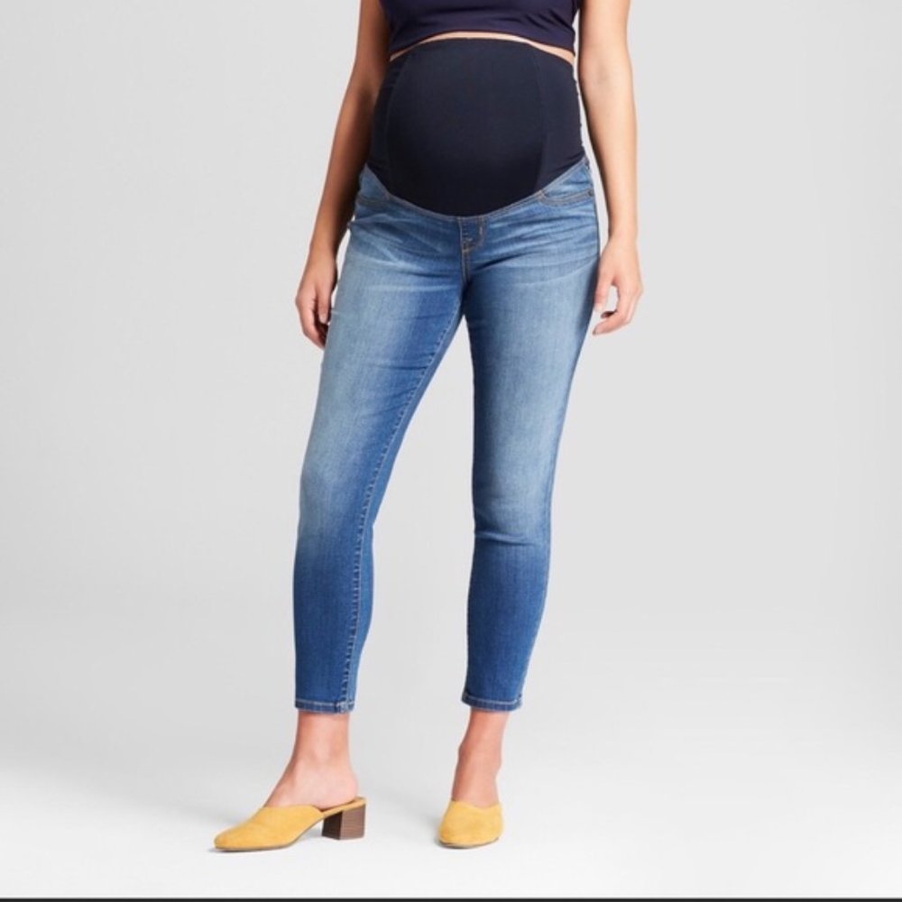 Isabel Maternity Skinny Crop Crossover Panel Jeans